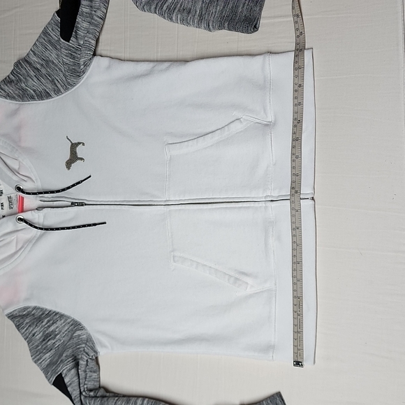 VS PINK - White and Gray Bling Hoodie with Metallic Detailing - Size Large - Picture 13 of 13